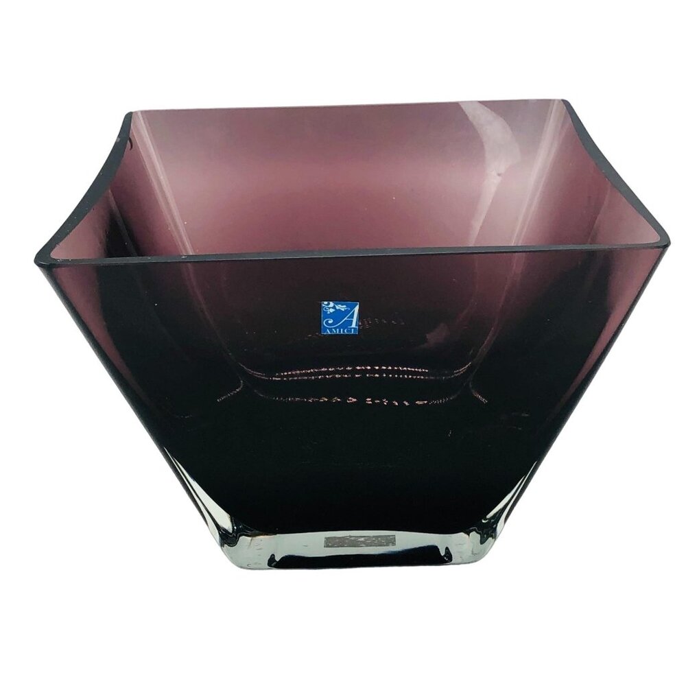 Amici pyramid purple bowl clear 7.5x6"  mid century READ